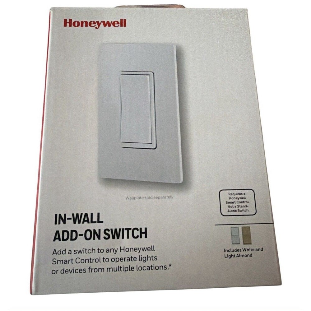 Honeywell In Wall Add On Smart Switch White & Light Almond plates  - New